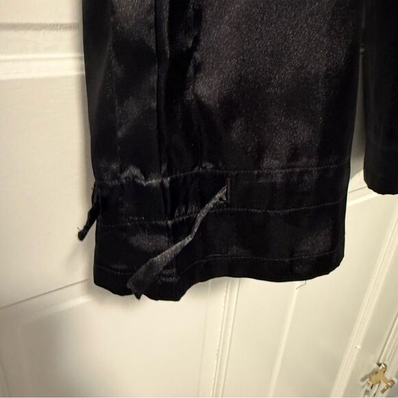 Catalina Satin High Waisted Wide Leg Ankle Cinch Cargo Pants Black Large - Picture 3 of 8